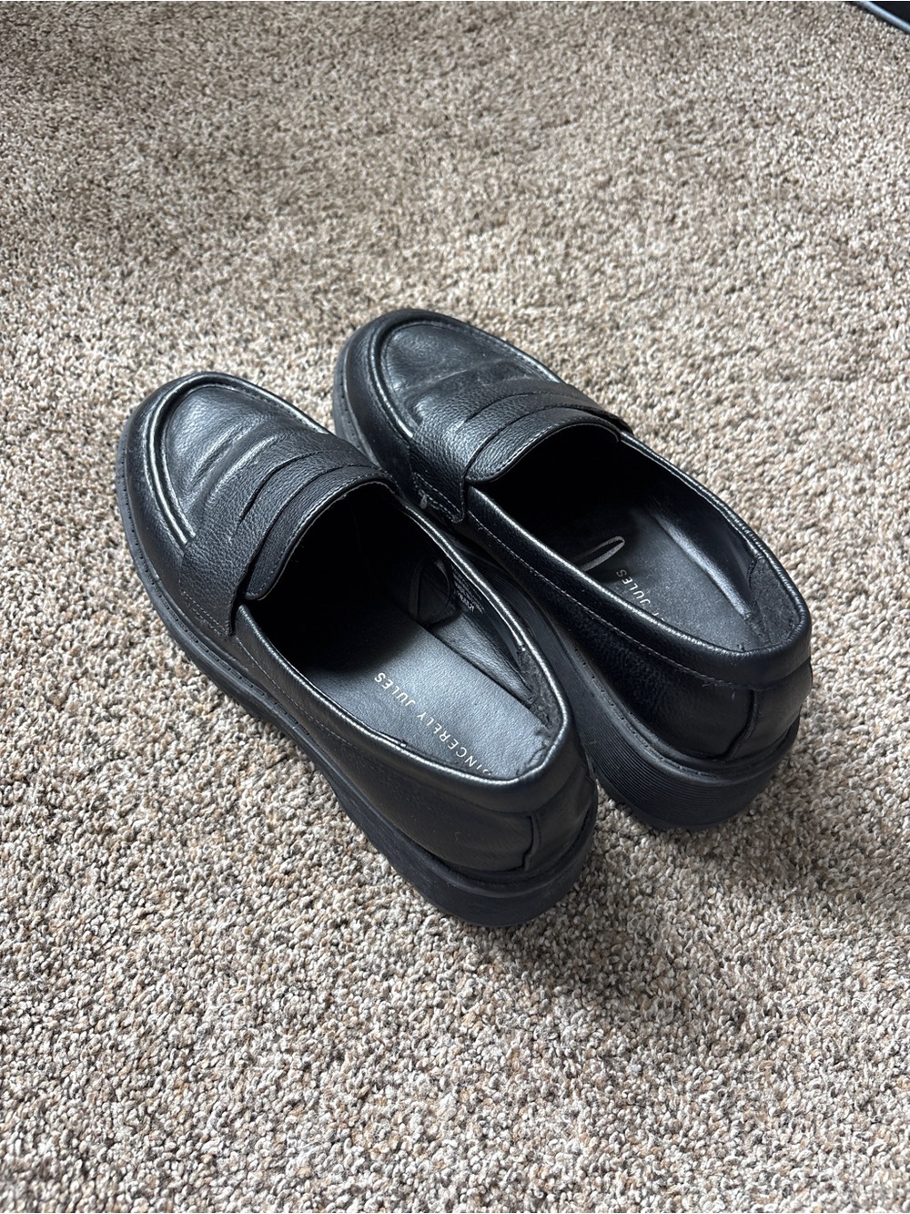 Sincerly Jules Black Chunky Lug Slip-On Loafers - Picture 2 of 11
